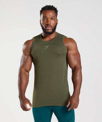 Gymshark 315 Seamless Muške Majica Bez Rukava Maslinasto Zelene Zelene | HR 2283EBC